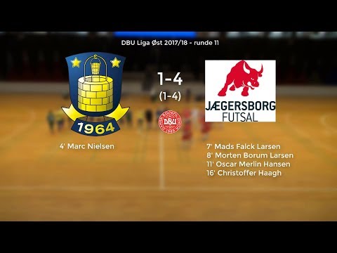 DBU Futsal Liga Øst 11. runde, 31. jan. 2018. Brøndby IF - JB Futsal Gentofte 1-4 (1-4) highlights