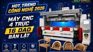 Máy Cnc 4 trục 16 dao 5 Axis 4 bàn lật Woodmadter gia công chương ghế