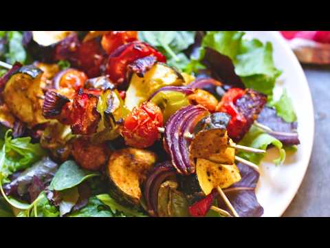 Mediterranean Veggie Skewers with a Yogurt and Paprika Marinade