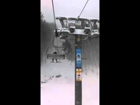 Scary Ride On Ukrainian Ski Lift   Video