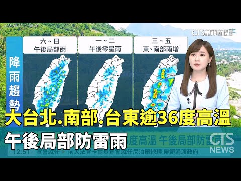 大台北.南部.台東逾36度高溫　午後局部防雷雨