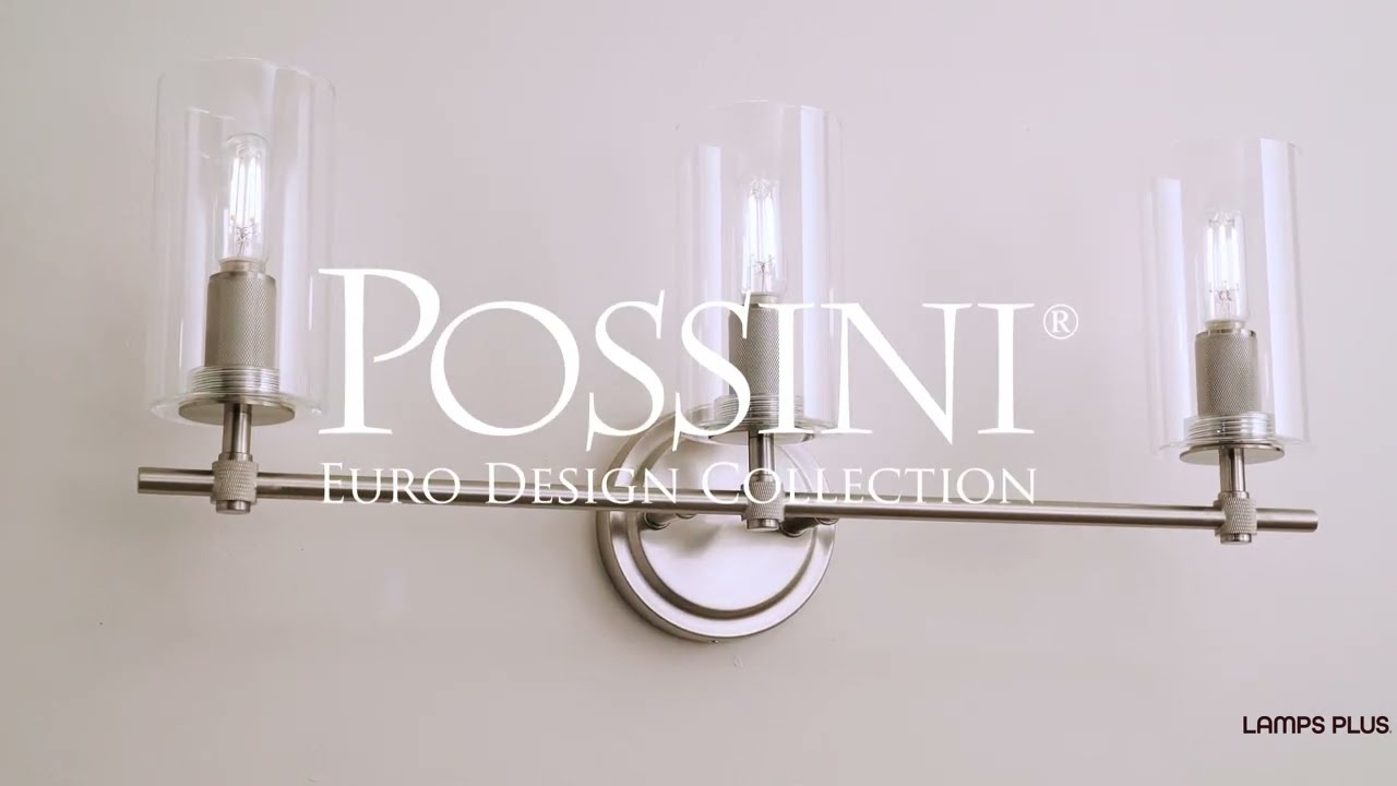 Video 1 Watch A Video About the Possini Euro Murdock Brushed Nickel Clear Glass 3 Light Bath Light