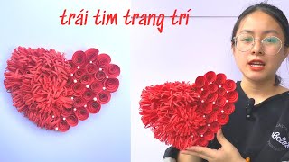 hình trái tim và bông hoa hồng đỏ - heart shape and red rose - Hoa Duong DIY