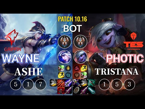GRF Wayne Ashe vs TES Photic Tristana Bot - KR Patch 10.16