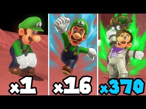Luigi Odyssey but every MOON makes him POWERFUL! (Super Mario Odyssey Modded Challenge)