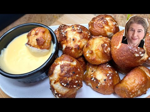 Soft and Chewy Pretzel Bites | Easy Homemade Cheese Sauce | Super Bowl Appetizer