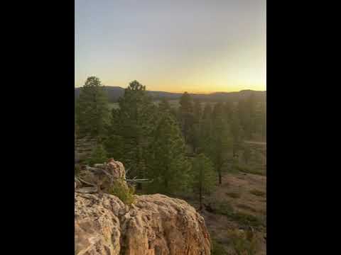 View from high rock over looking campsite loops, with some sunset views