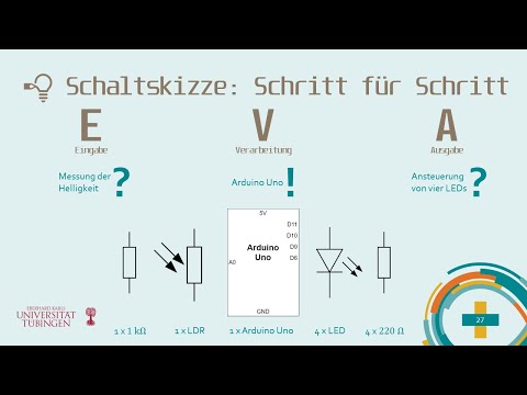 Arduino-Workshop 05 Schaltskizze für LED-Helligkeitsanzeige: Schritt für Schritt