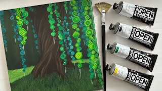 🎨 PAINTING a WILLOW TREE made of BUTTONS in ACRYLIC / Time-Lapse / "Just So"