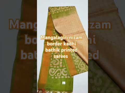 Elegant Mangalagiri Nizam Border Sarees✨ Handcrafted Khadi Batik Prints | Perfect for Every Occasion