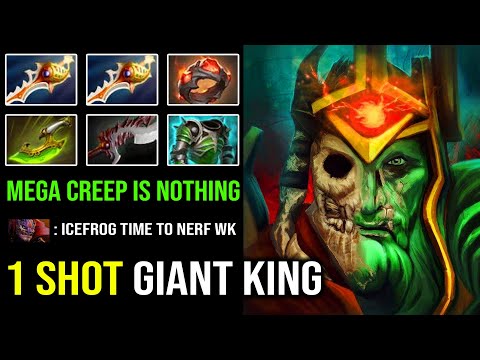 Even Mega Creep is Nothing When Wraith King Had Rapier + Giant's Ring | EPIC Crazy 1 Shot KO DotA 2