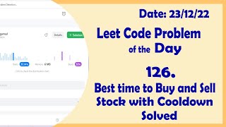 YouTube video '309 || Best Time to Buy and Sell Stock with Cooldown || Leetcode Daily Challenge'