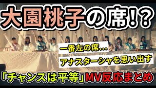 まとめ【乃木坂46】「チャンスは平等」MVに大園桃子の席が！？3期生のアナスターシャ。ファンの反応まとめ【山下美月 卒業楽曲】