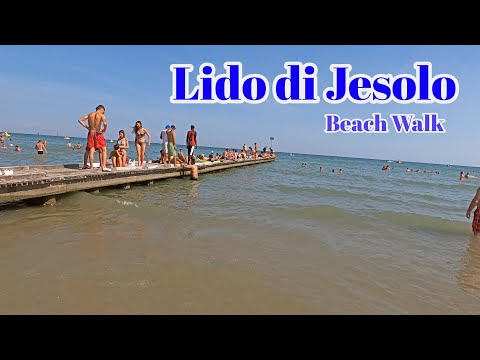 Beach Walk Lido di Jesolo Italien in 4K 💛 Full Walking Tour 🧡 Summer 2022
