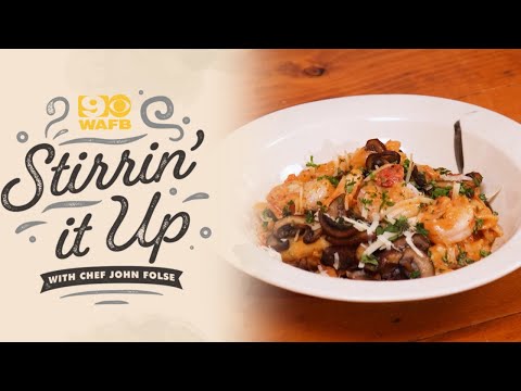 Shrimp Pasta with Bacon and Creamy Mushrooms