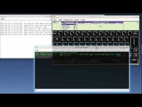 Z88 Emulator running OZ V4,3 operating system on external memory card in slot 1