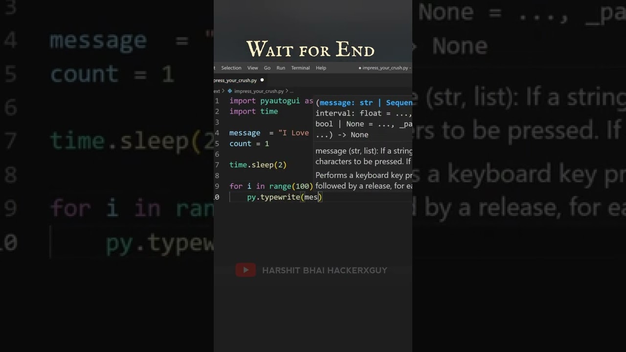 How to impress your crush using python 😍 sending I love you 3000 times on #whatsapp #python