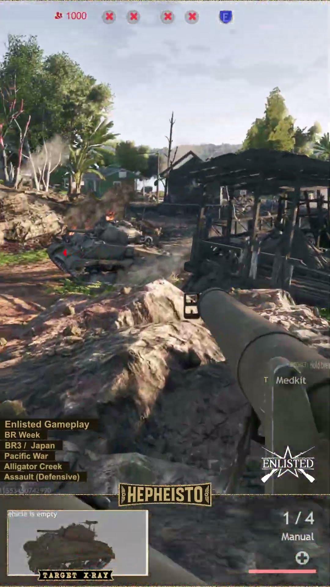 Anti Tank Gunner eliminates Tank M4A3 with Type 4 Rocket Launcher