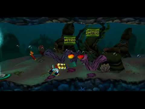 Crash Bandicoot - Warped (PS1) 105% Walkthrough pt14 - Deep Trouble (Both Gems)