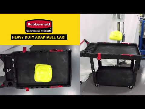 Rubbermaid FG450500BLA Black Small Flat Two Shelf Utility Cart with  Ergonomic Handle