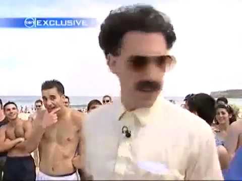 Borat in Australia Beach