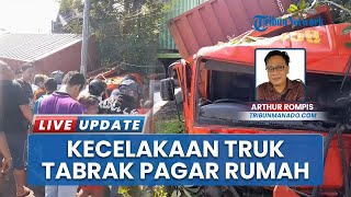 Kecelakaan Manado-Bitung: Truk Kontainer Tabrak Pagar Rumah Warga, Sopir Alami Luka