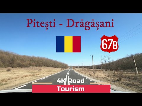 Driving Romania: DN67B Pitești - Drăgășani - 4k scenic hilly drive through The Subcarpathians