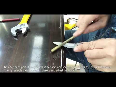 Method of sharpen pneumatic scissors blades-remove the blades