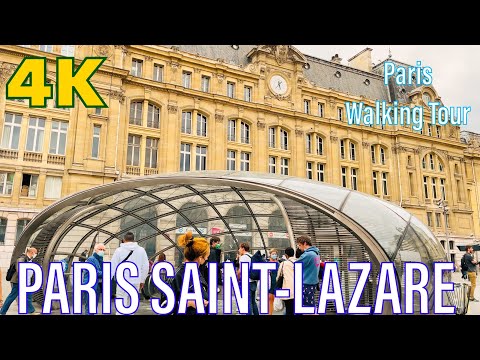 Paris saint lazare ,walking tour around boulevard Haussmann |  Paris 4K 2021  | A Walk In Paris