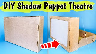 DIY Shadow Puppet Theatre out of a cardboard box in 5 minutes at home for a Halloween spooky story