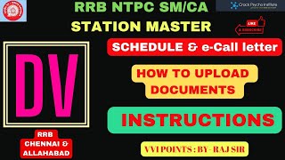 RRB NTPC SM DV & MEDICAL SCHEDULE I e- CALL LETTER I HOW TO UPLOAD DOCUMENTS I IMPORTANT INSTRUCTION