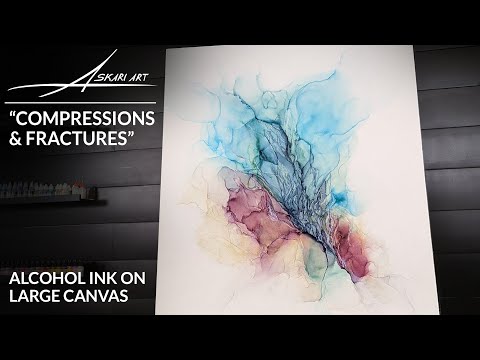 DAY 1 - Flowing Abstract Painting Demo on Large Canvas Alcohol Inks - 55" x 42" - Soothing & Calming