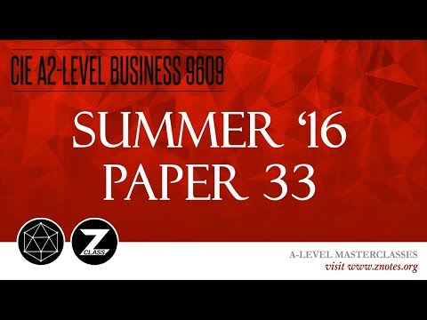 CIE A2 Business 9609 | S16 P33 | Solved Past Paper