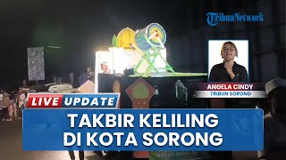 Warna-warni Lampu Hiasi Kendaraan yang Ikuti Pawai Takbiran Keliling di Kota Sorong