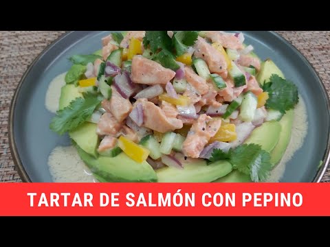 Tartar de salmón con pepino.- RecetasdeLuzMa