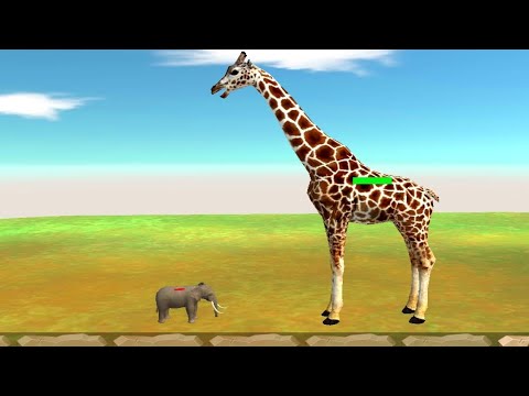 Very tall Giraffe vs very small Elephant | Animal revolt battle simulator | @foxtechnoindia