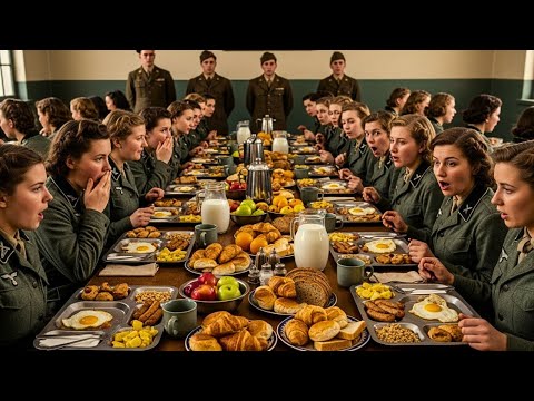 È davvero questo il pranzo? Le prigioniere di guerra tedesche scioccate dai pasti abbondanti serv...