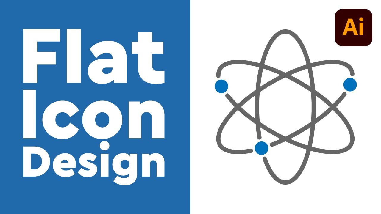 How to Flat Icon Design Illustrator Tutorial | Atom Icon