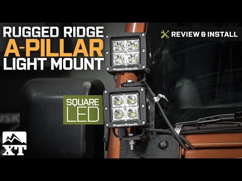 Jeep Wrangler Rugged Ridge A-Pillar Light Mount Kit, Square LED (2007-2017 JK) Review & Install