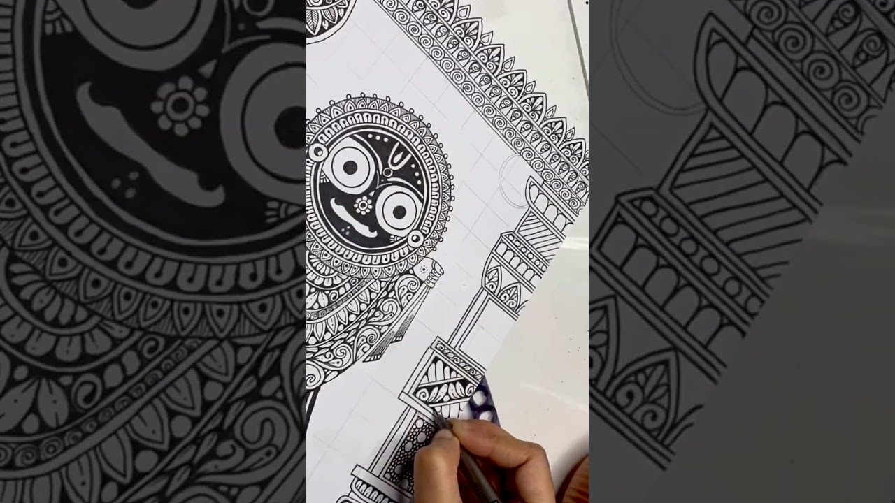 PART 3- How To Draw Mandala Border for Jagannath ji spiritual temple Art #shorts