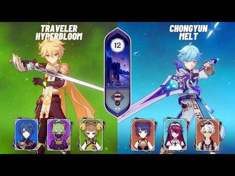 Traveler Hyperbloom & Chongyun Melt F2P | Spiral Abyss 4.0 | Floor 12 9 Stars - Genshin Impact