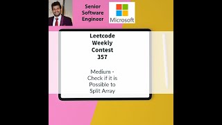 YouTube video 'Leetcode Weekly contest 357 - Medium - Check if it is Possible to Split Array'