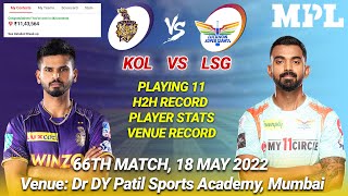 KOL vs LSG LIVE Team | KOL vs LSG Prediction | KOL vs LSG Live | MATCH 66