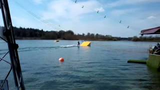 preview picture of video 'Wasserski-Seilbahn am Dankern See--- Waterskiing'
