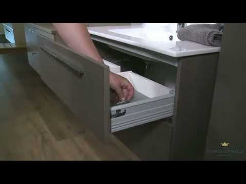 Slide 3 - Knole Fluted 600mm Wall Hung Unit with Drawers - Graphite (exc handles & basin) Tunbridge Wells Co (video)