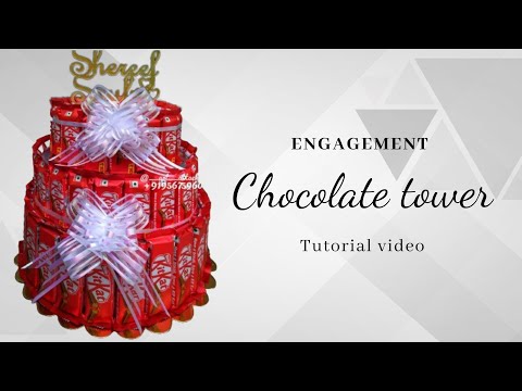 Chocolate tower for engagement|making video|engagement hampers|KitKat chocolate tower|handmade gifts