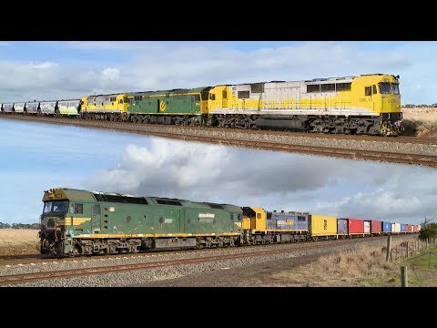 QUBE Grain Crosses Pacific National 7904V Mildura Containers - PoathTV Australian Diesel Trains