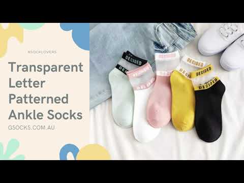 Transparent Letter Patterned Ankle Socks