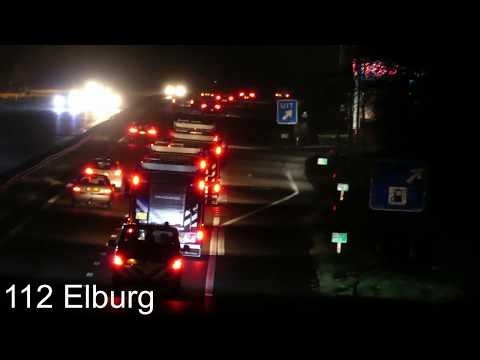 Convooi 4x gloednieuwe TS en 2 busjes voor begeleiding aankomst bij brandweer Lelystad