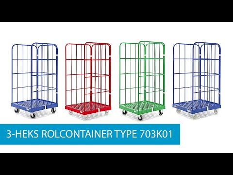 3-Heks rolcontainer insteekhekken + 2 nylon spanbanden